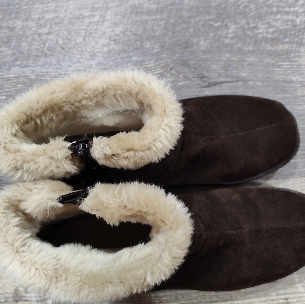 Bass-Natasha women's brown ankle boots with faux shearling, size 8m - Picture 6 of 11